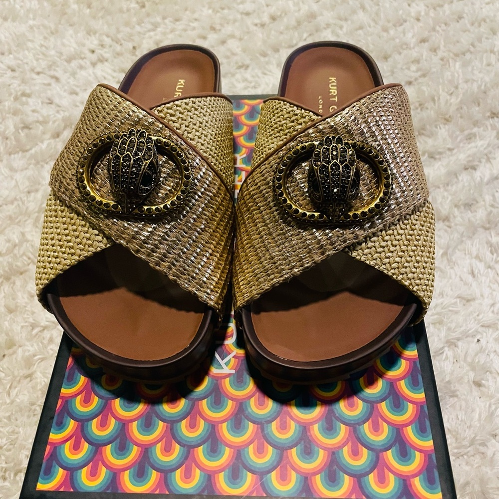 Kurt Geiger Gold and Brown Women's Sandals